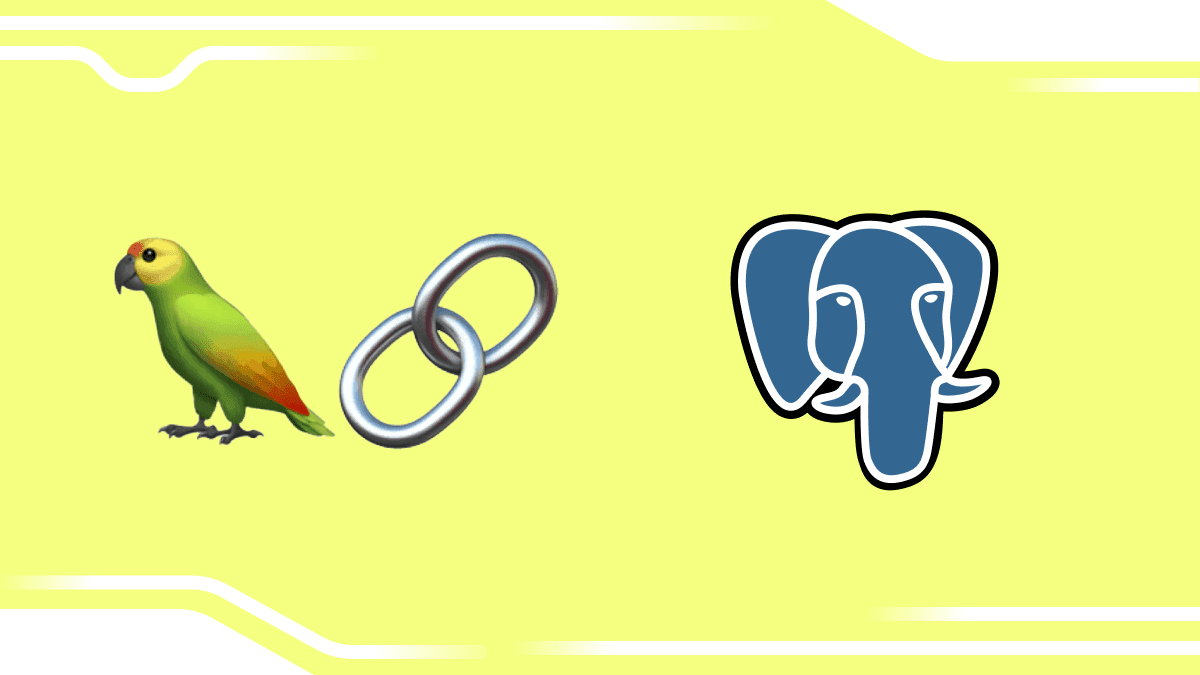The LangChain and PostgreSQL logos over a yellow backgroun