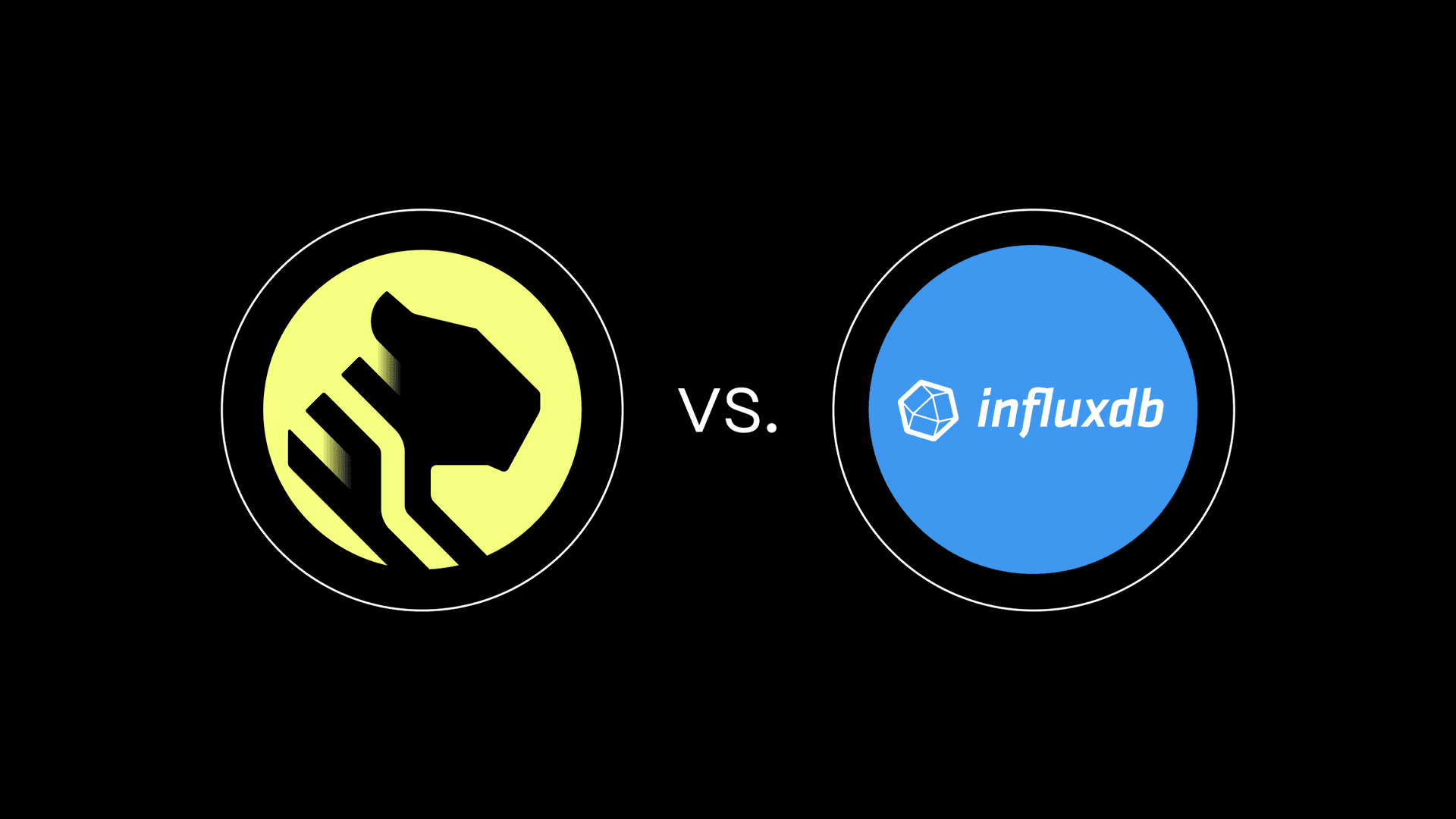 TimescaleDB vs. InfluxDB: Purpose Built Differently for Time-Series Data (the companies' logos over a black background)