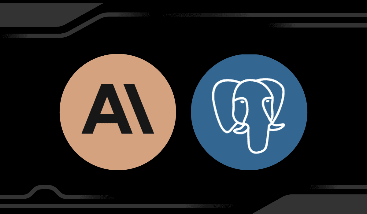 The Anthropic and PostgreSQL logos side by side over a black background.