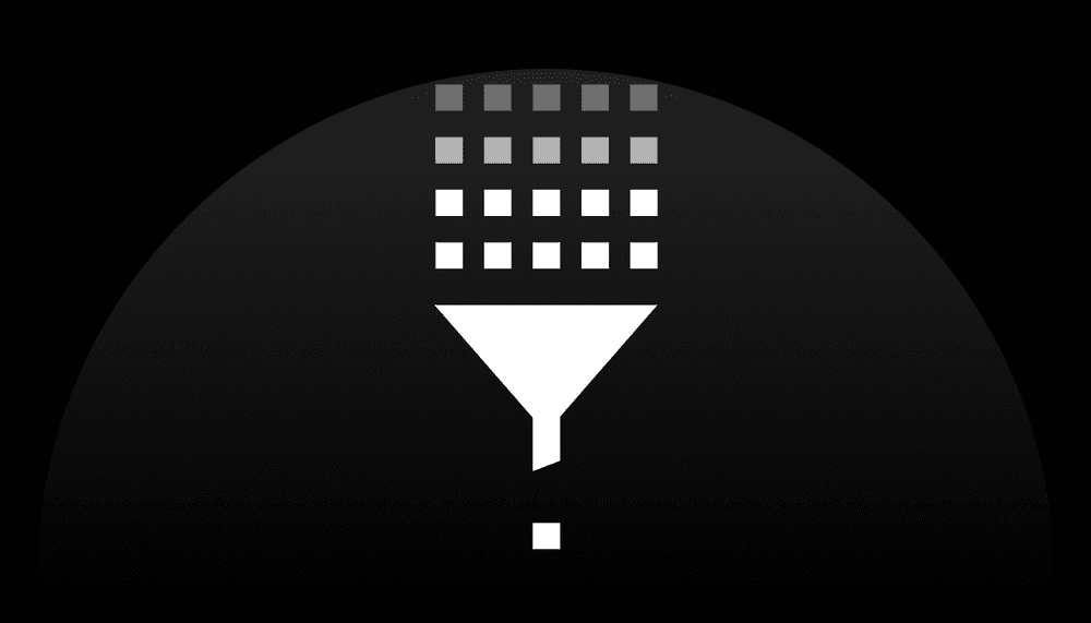 White data squares going through a funnel: tuple filtering enables handling compressed data as if it were uncompressed