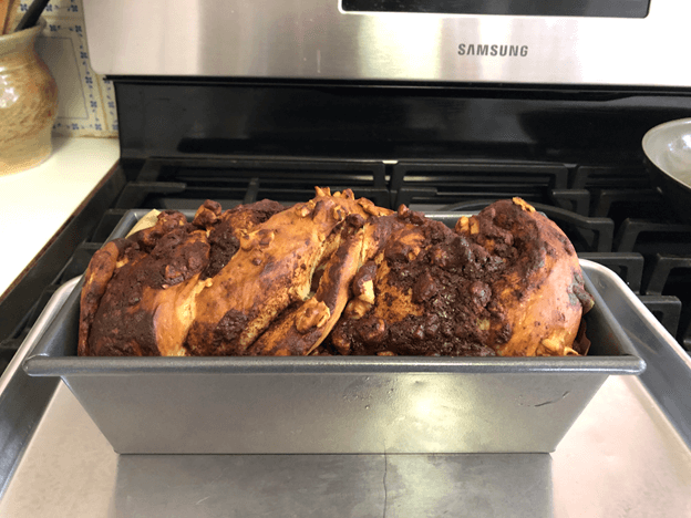 Photo of chocolate babka bread, in breadman
