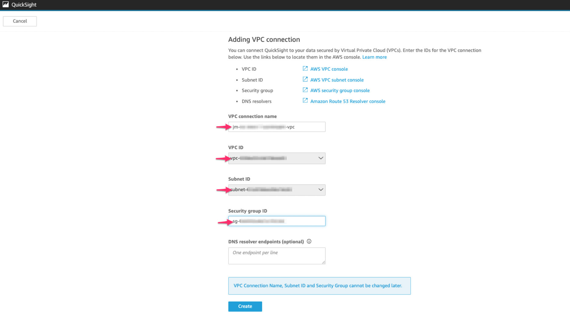 Adding a VPC connection in QuickSight