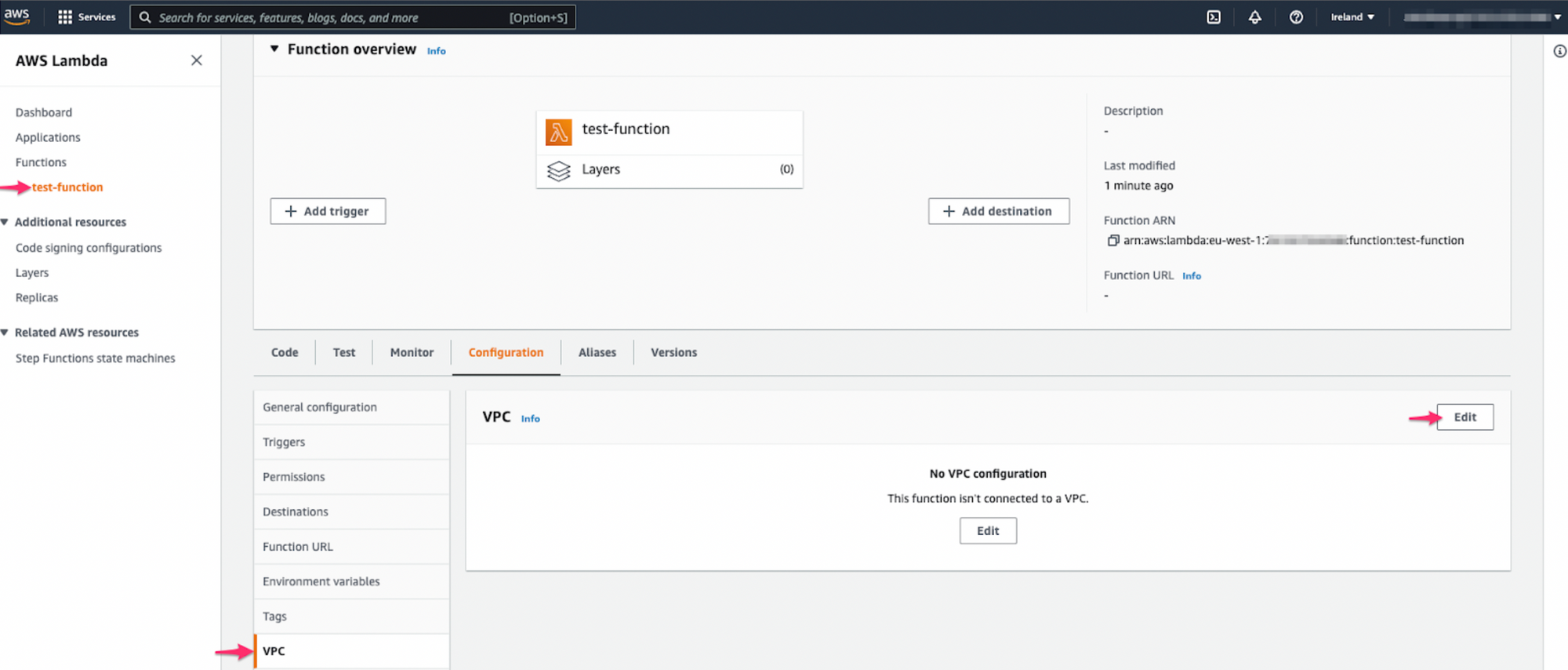 Enabling VPC for your existing AWS Lambda functions.