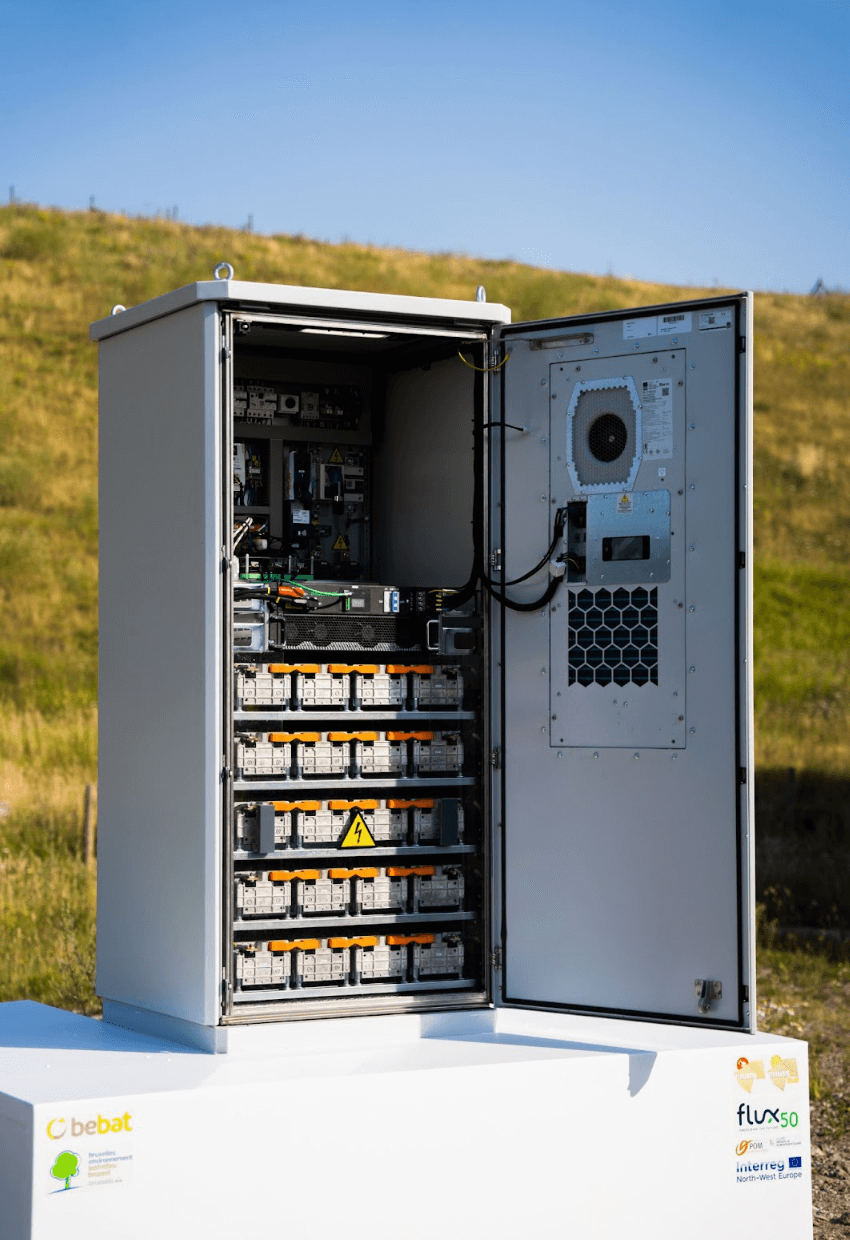 The company repurposes batteries from electric vehicles to create these battery cabinets