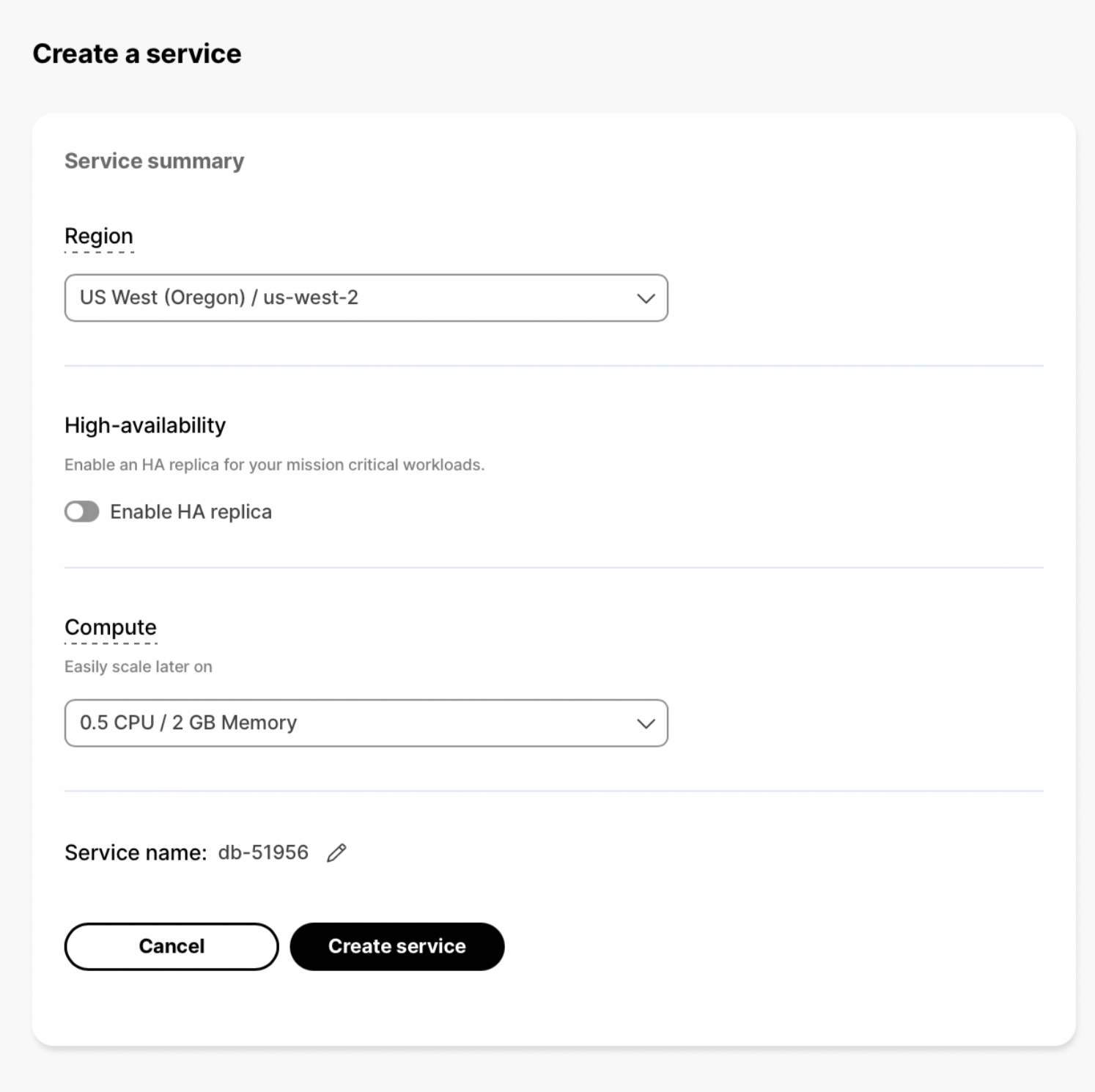  Create a service page in the Timescale UI: our new database storage model