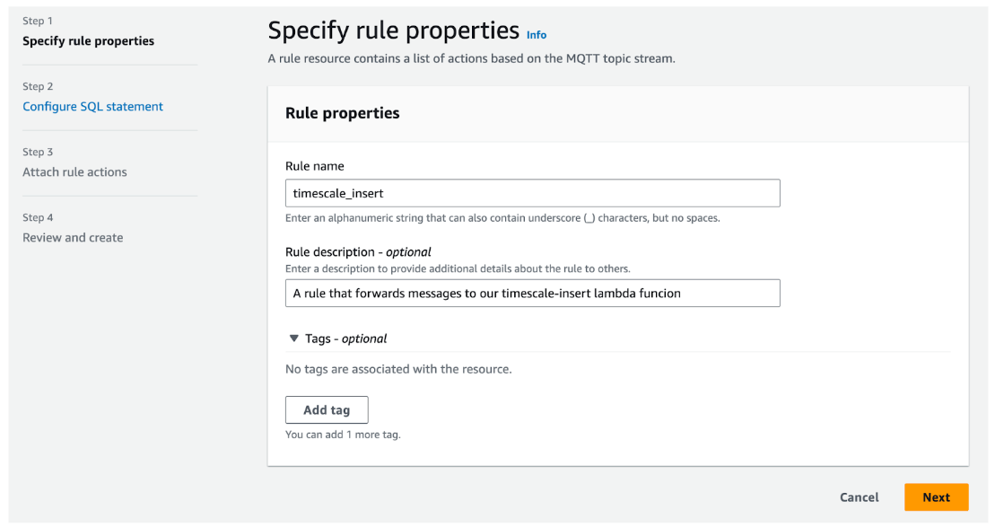 Specifying the rule properties